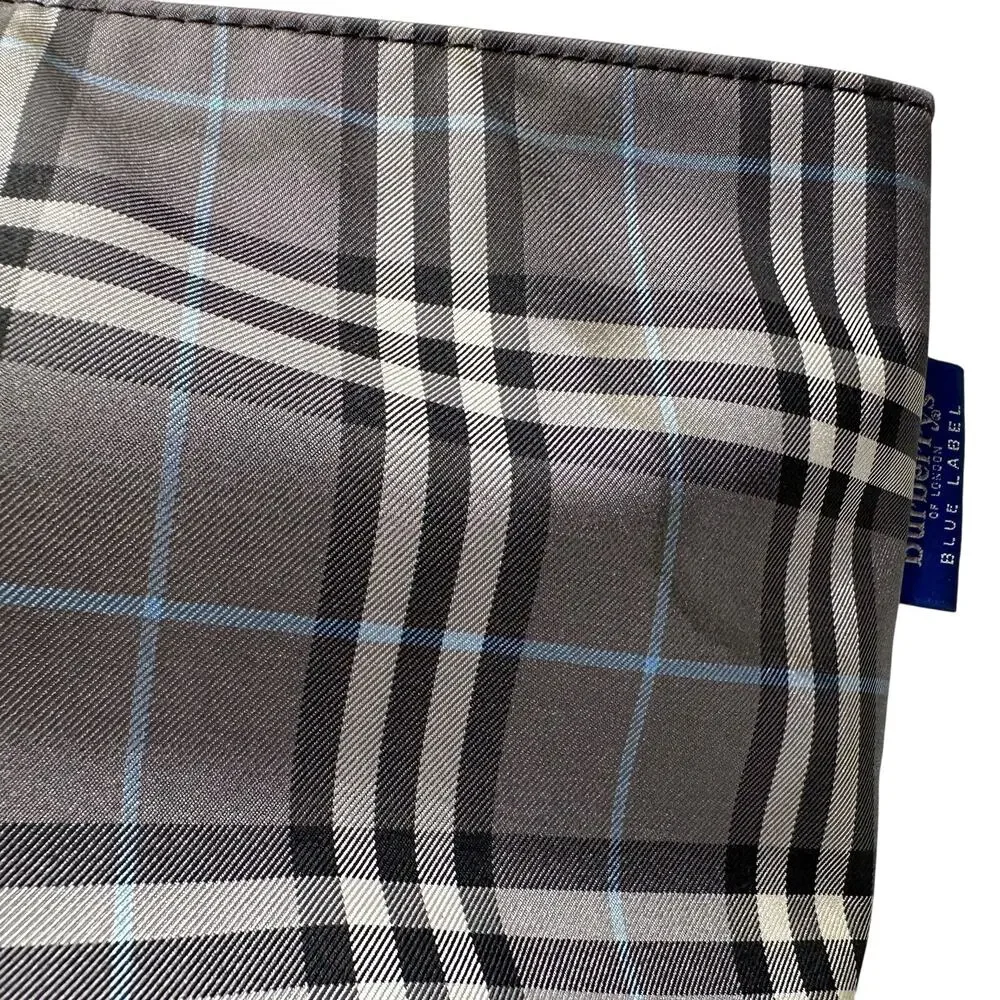 Autre Marque Burberrys London Gray Nova Check Blue Label NylonTote Bag